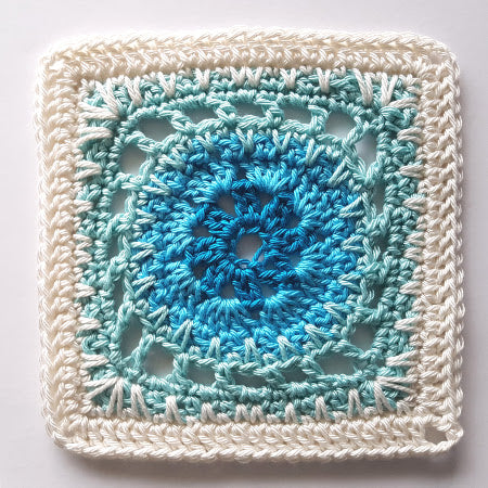 Azov in four colours pale blue, bright blue, mid blue and cream by Shelley Husband