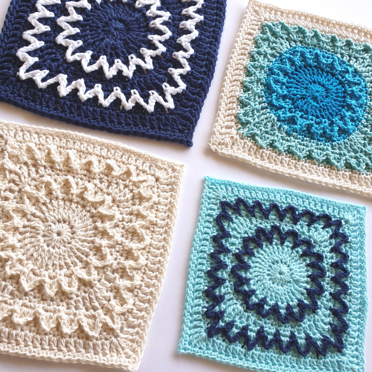 Shine with Hope Granny Squares in different sizes and colours by Shelley Husband