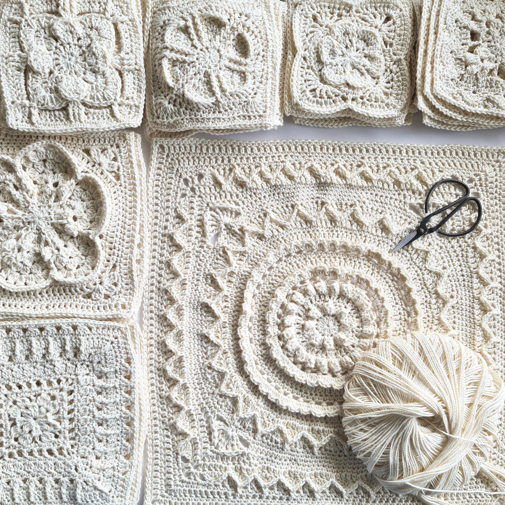 Cream squares from Granny Square Patchwork Book by Shelley Husband