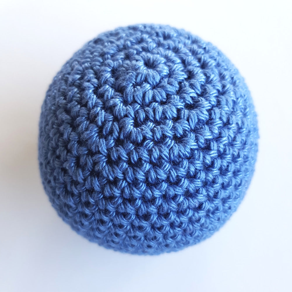 Blue ball from Intro to amigurumi by Shelley Husband