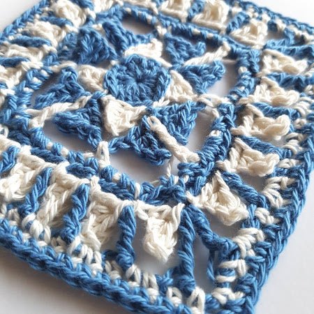 close up of Adriatic from Siren's Atlas by Shelley Husband in blue and cream