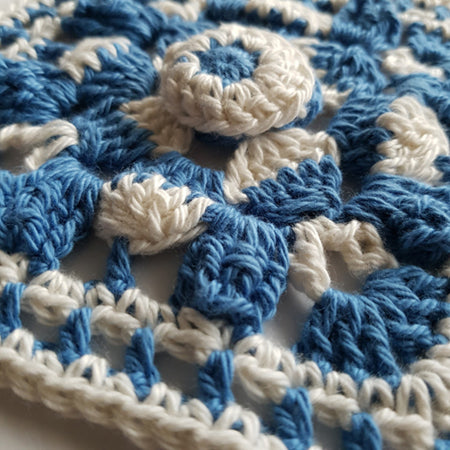 Close up of Baltic in two colours blue and cream by Shelley Husband