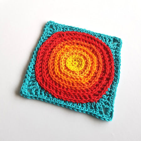 Carpentaria pattern in four colours, teal, real, orange and yellow by Shelley Husband