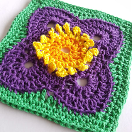Flores in three colours, green, purple and yellow by Shelley Husband