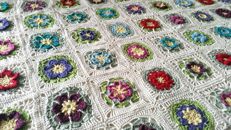 Flowers Abound by Shelley Husband sampler blanket