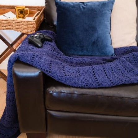 Fran Crochet Blanket Pattern by Shelley Husband on couch