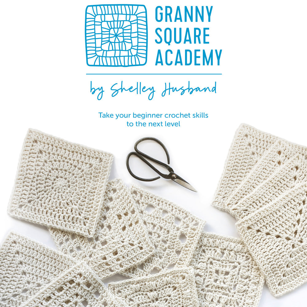 Granny Square Academy book by Shelley Husband cover "Take your beginner crochet skills to the next level"