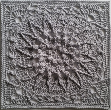 Giantess Blanket Pattern by Shelley Husband granny square in grey