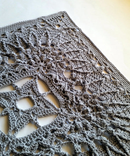 Giantess Blanket Pattern by Shelley Husband granny square in dark grey