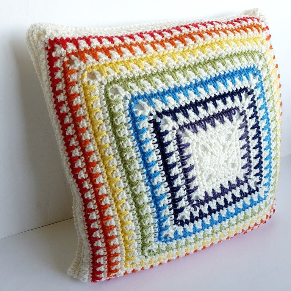 Colourful cushion from Kaboom Crochet Blanket Pattern by Shelley Husband