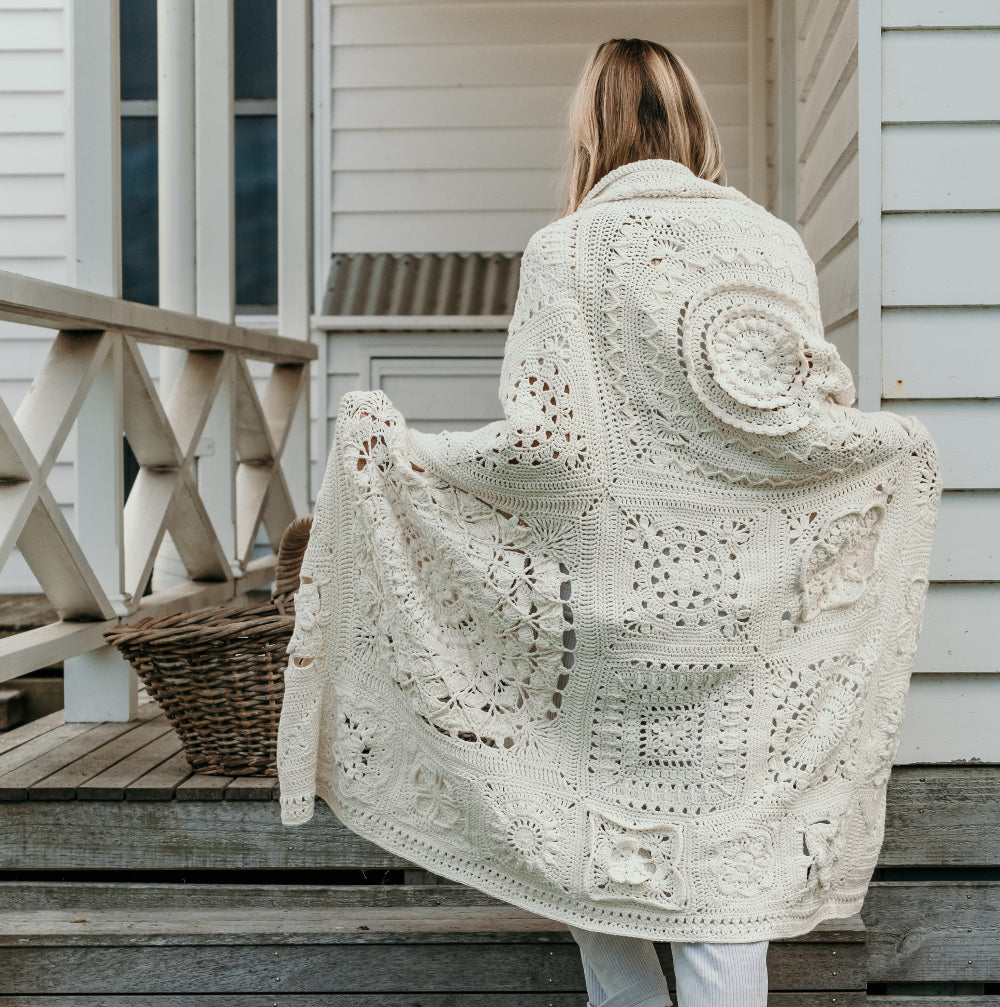 Cream Medley Blanket from Granny Square Patchwork Book by Shelley Husband