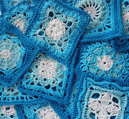 Blues and cream granny squares from More than a Granny 2 ebook by Shelley Husband