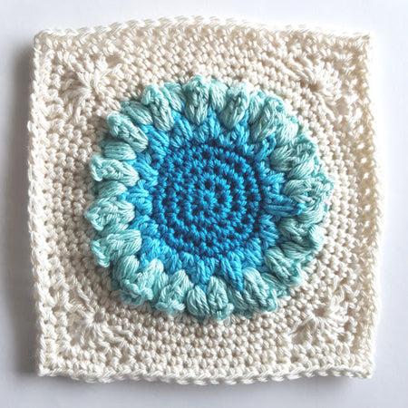 Okhotsk in four colours, cream, pale blue, bright blue, mid blue by Shelley Husband