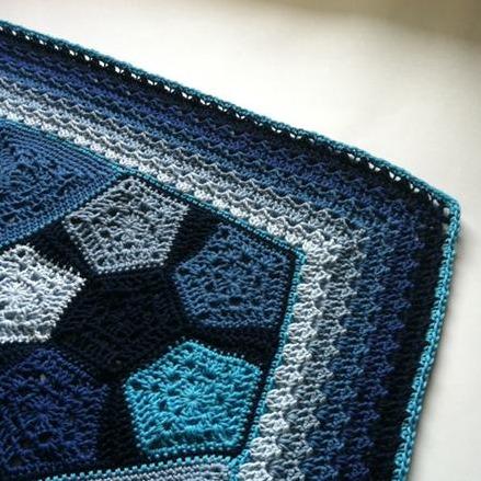 Close up of the corner of Pentagranny Baby Blanket by Shelley Husband
