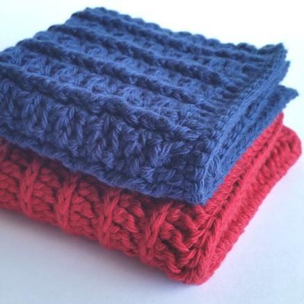 Two Reversible Crochet Patterns by Shelley Husband in blue and red