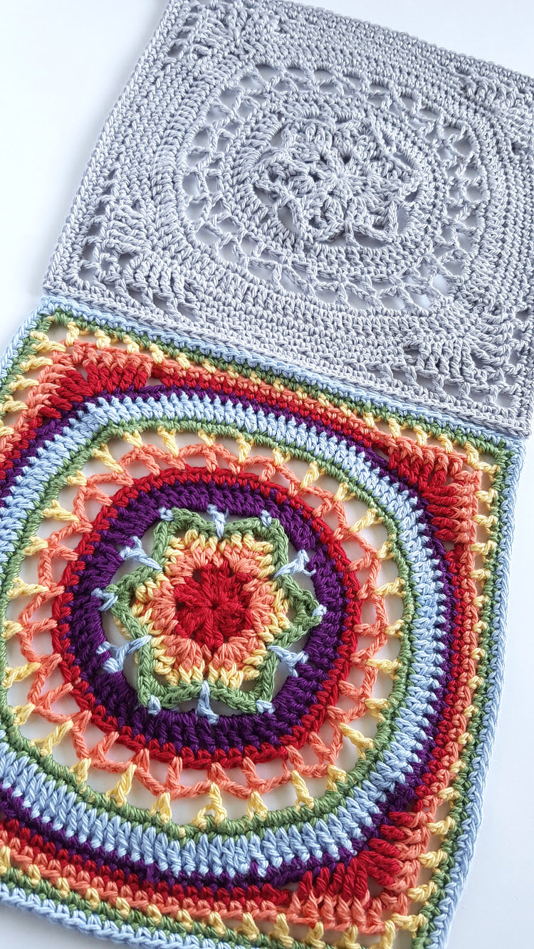 Two granny squares of Sydney Granny Square Pattern by Shelley Husband