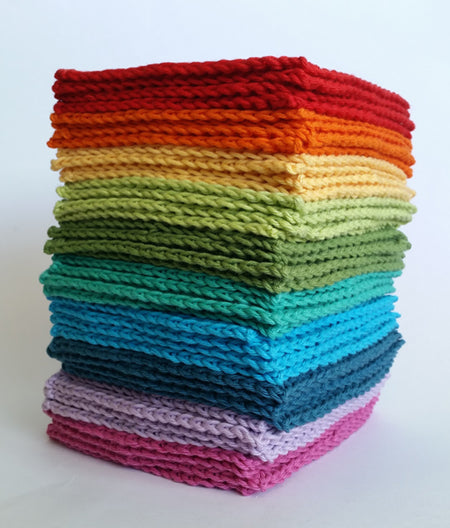 Groovin' Blanket granny sqaures in a rainbow stack by Shelley Husband