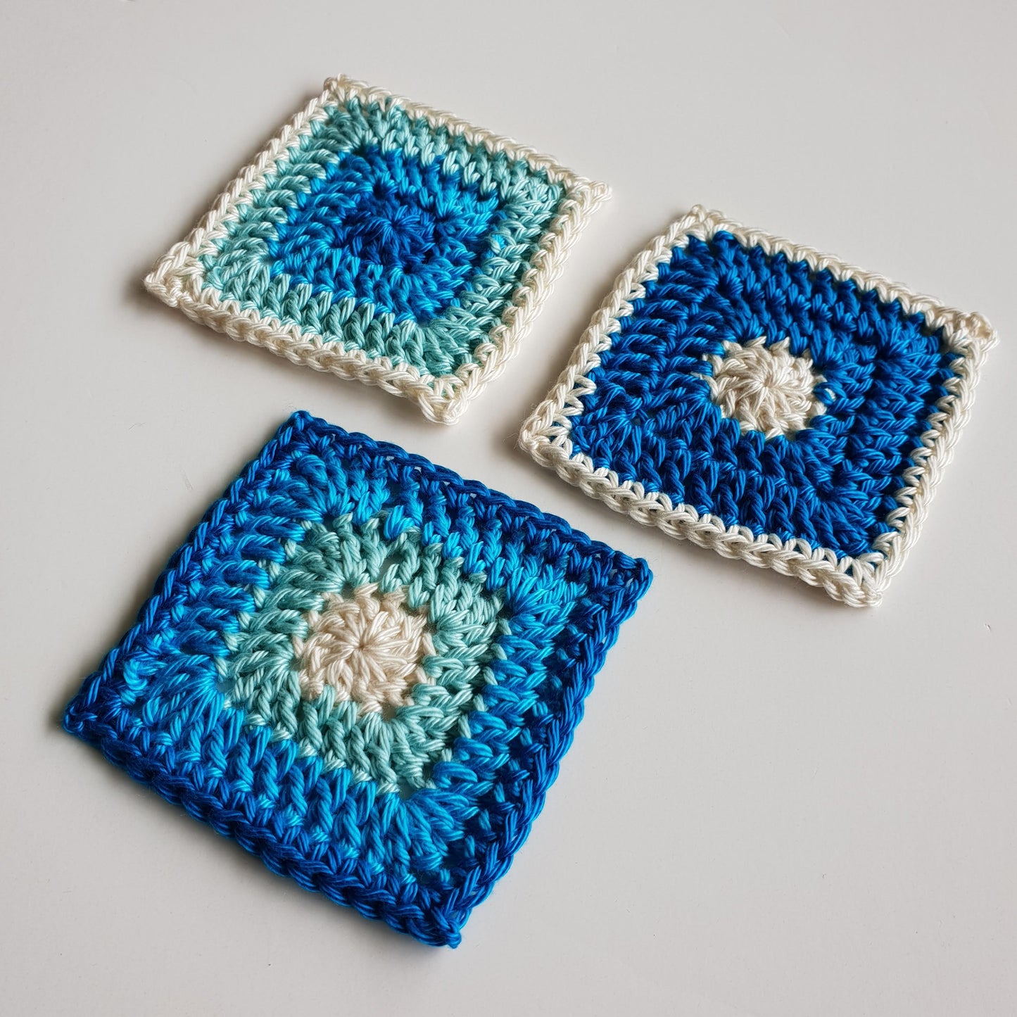 Three Scraptastic Square Pattern granny squares by Shelley Husband