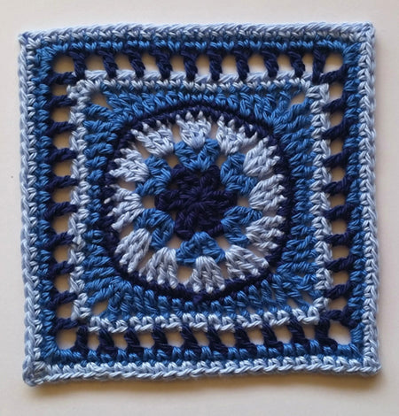 Blue Sharing is Caring Granny Square Pattern by Shelley Husband