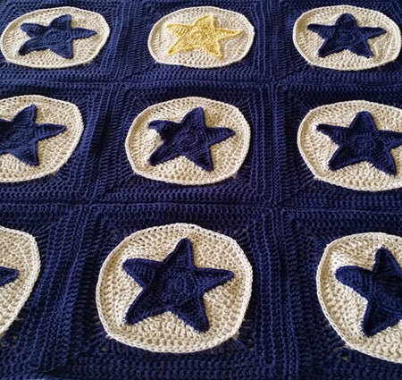 Close up of Star Light Star Bright Blanket Pattern by Shelley Husband