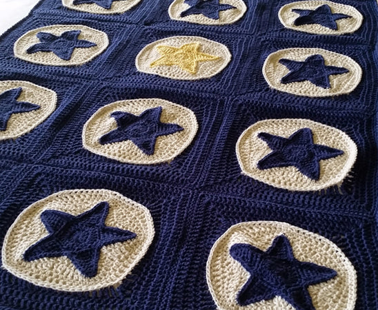 Close up of Star Light Star Bright Blanket Pattern by Shelley Husband