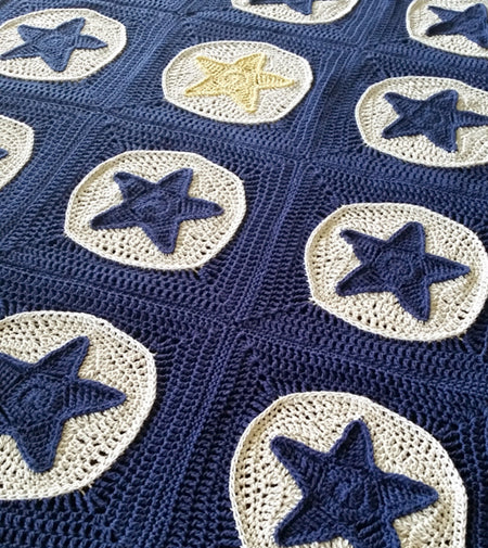 Close up of Star Light Star Bright Blanket Pattern by Shelley Husband