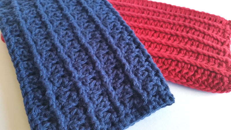 Two Reversible Crochet Patterns by Shelley Husband in blue and red